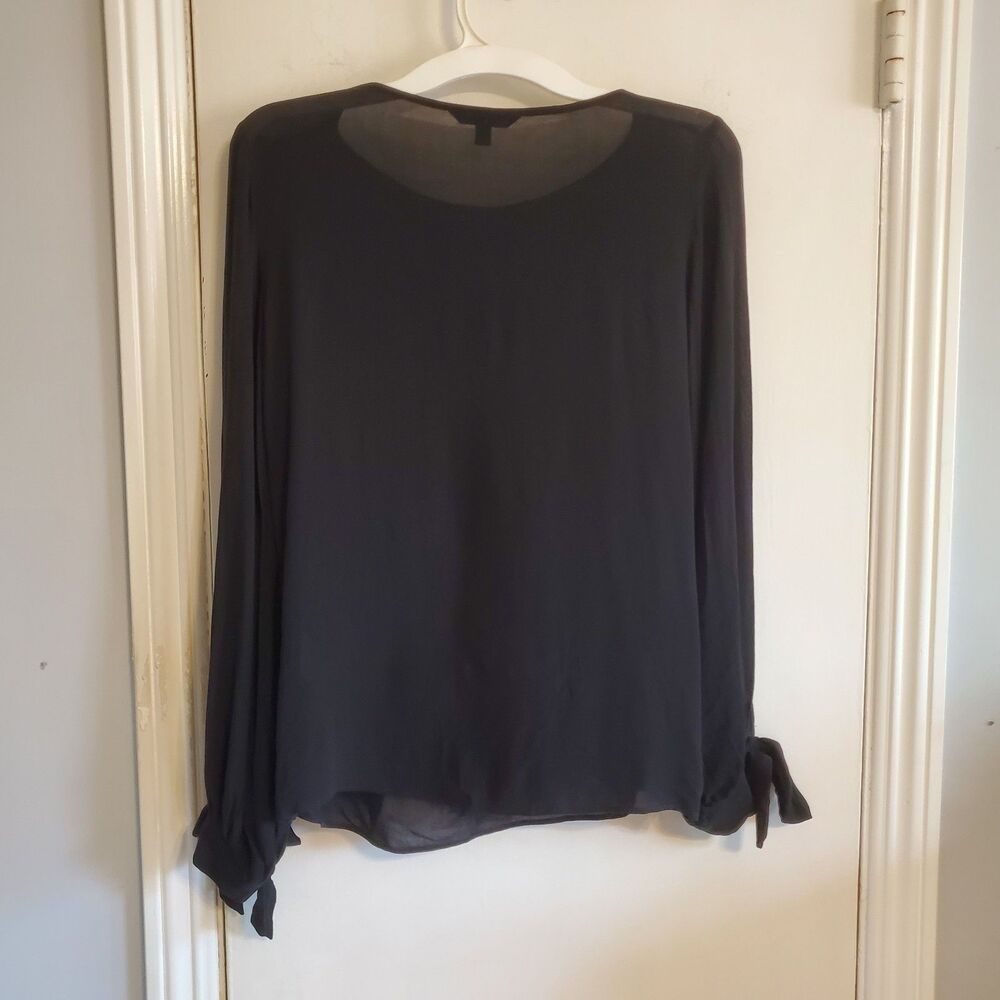 Banana Replublic Black Poet Sleeve Top Size XS Minimal Career Office Capsule - Picture 5 of 10